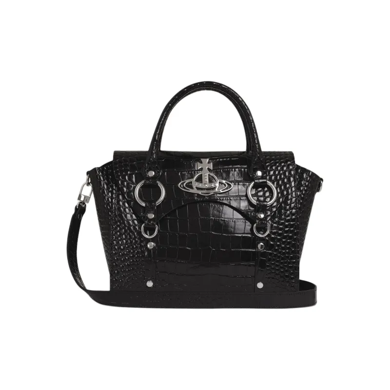 Vivienne Westwood BETTY Leather Handbag Medium Size Women's Black-0
