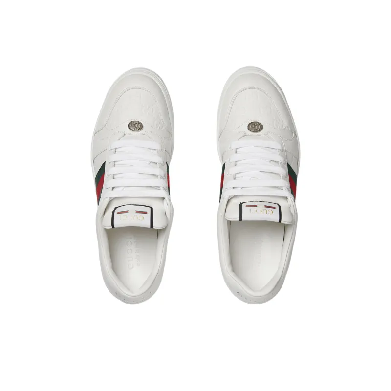 GUCCI Screener Distressed Shoes Skateboard Shoes Men's White Green-3