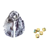 Gray+Random Silk Scarf Clip