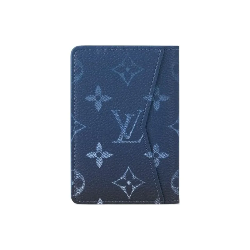 LOUIS VUITTON Monogram Canvas With Cow Leather Card Holder Men's Gradient Navy Blue-1