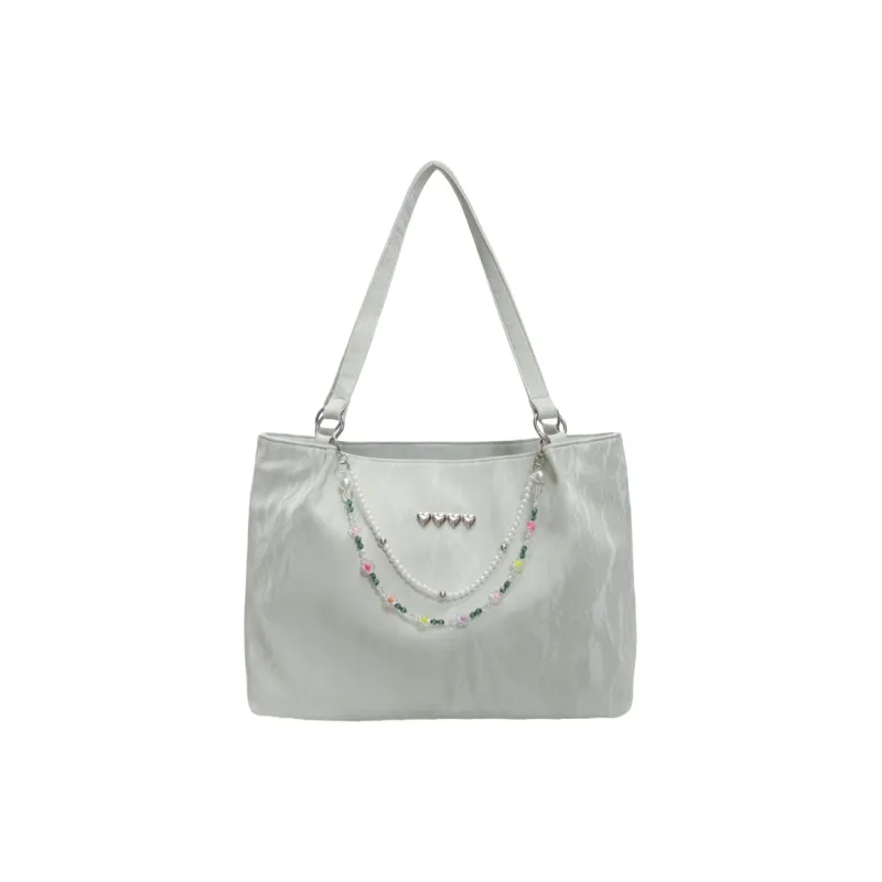 Ji Reminiscence PU Shoulder Bag Women's Ecru/Silver/Black/Green-16