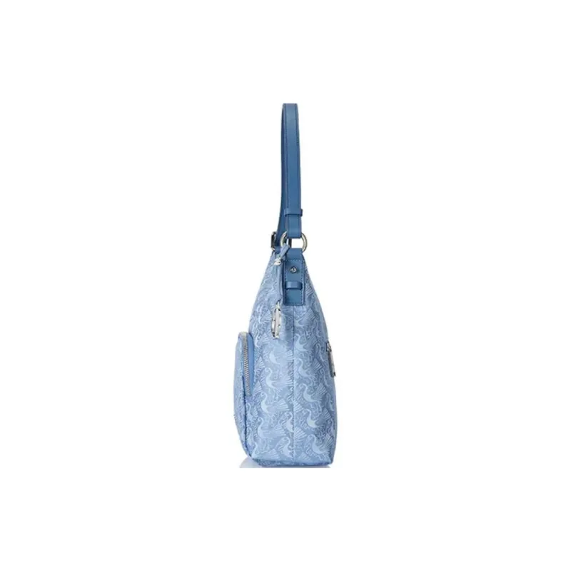 SAMSONITE Fabric, Synthetic Leather Hobo Bag, Handbag, Shoulder Bag Regular Women's Blue Print-2