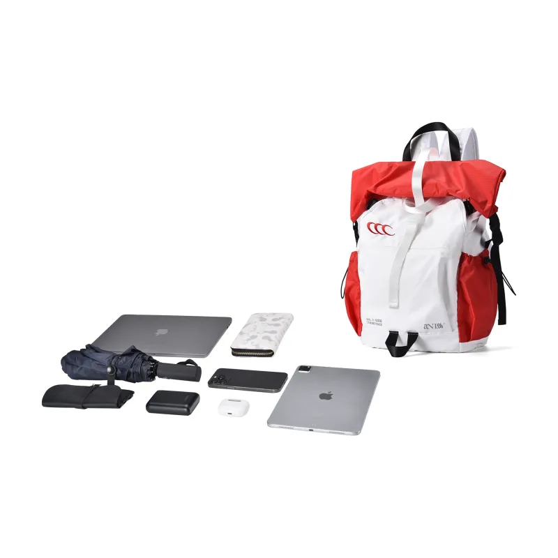 COEXISTENCE Polyester Water Repellent Backpack Laptop Bags Large Size Unisex Red White-4