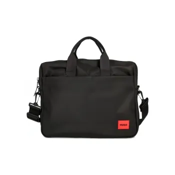 HUGO BOSS Recycled Material Briefcase, Portable Crossbody Bag, Shoulder Bag Men's Black