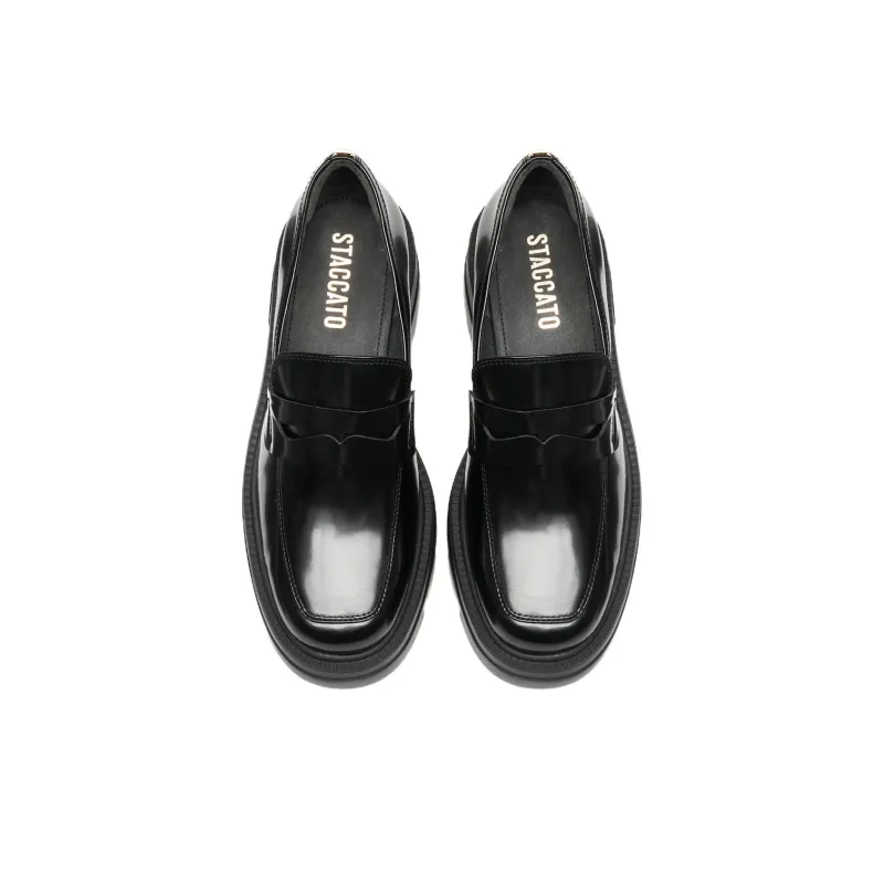 Staccato Shiny Loafers 7cm Women's Black-4