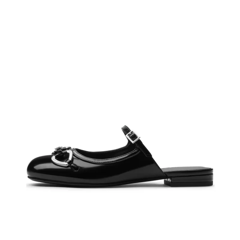 CHARLES&KEITH Composite Sole Closed Toe Slippers 2.2cm Women's Light Grey/Black Box-4