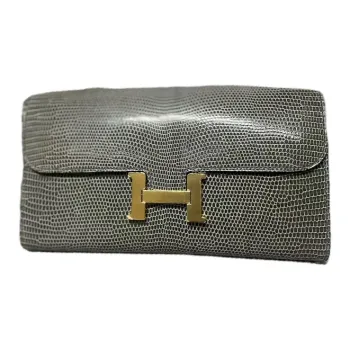 HERMES Mini Kelly Generation 1 Lizard Skin Kelly Bag Wallet Women's 84 Gris Foncé Dark Gray