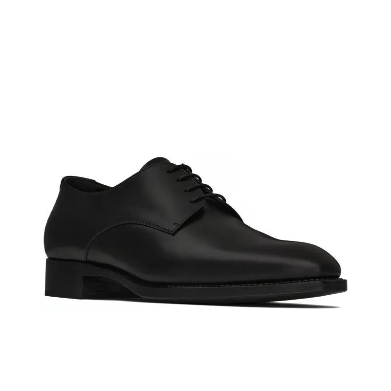 SAINT LAURENT Round Toe Classic Derby Shoes-2