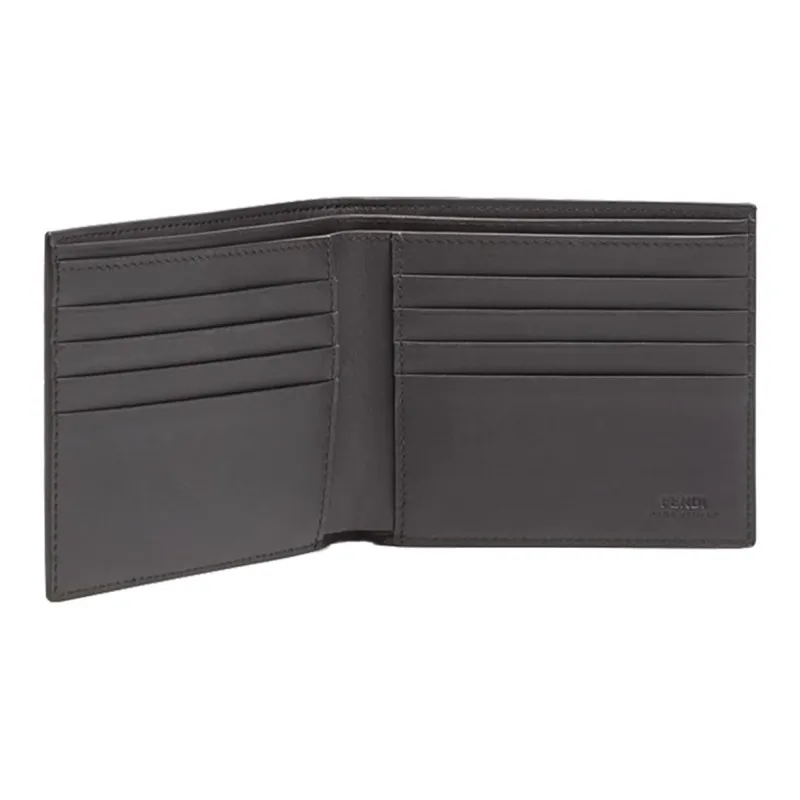 FENDI Multicolor Leather Wallets With Money Clip Men's Black/Gray/White-3