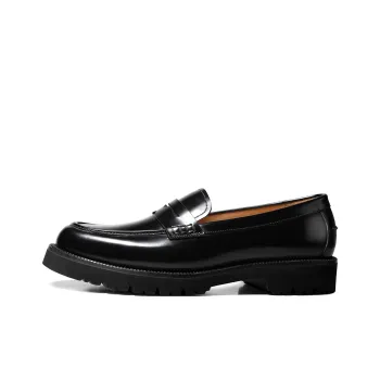 THOM WILLS Casual Slip on Leather Shoes Loafers Men's Black
