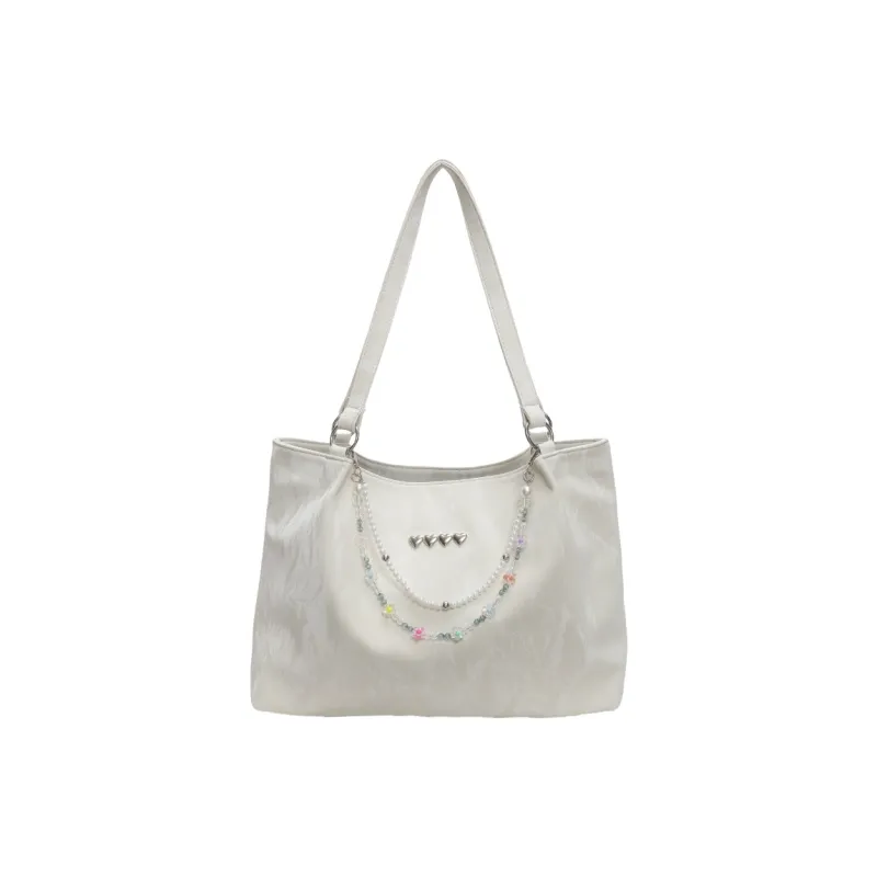 Ji Reminiscence PU Shoulder Bag Women's Ecru/Silver/Black/Green-0