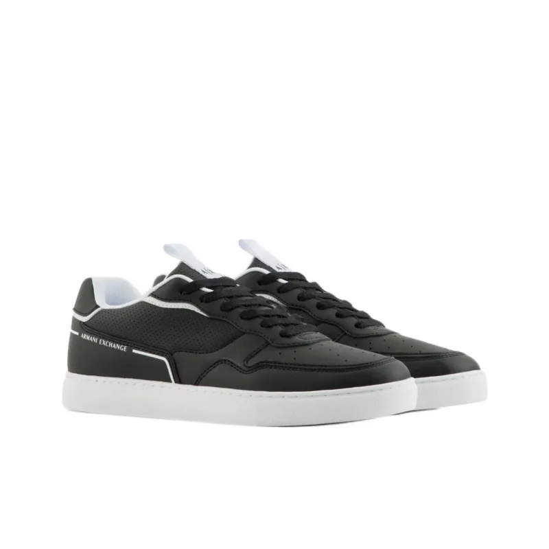 ARMANI EXCHANGEAE Low Top Skateboard Shoes Men's Black White-2