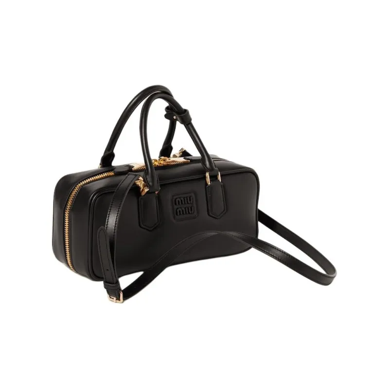 MIU MIU Arcadie Series Calfskin Bowling Bag, Shoulder Bag, Crossbody Bag, Handbag Tubas Women's Black-1