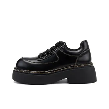 HERLOOK White Line Derby Shoes Platform Shoes Women's Black