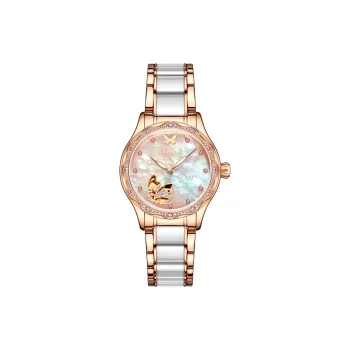 GEMAX Wrist Watch Automatic Mechanical Movement Ceramic Strap Watch Women's Watch Mother of Pearl Color Watch Dial