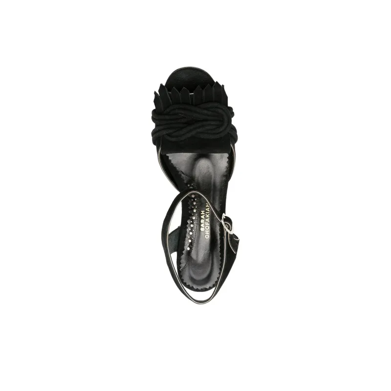 Sarah Chofakian Antoinette Strap Sandals 4cm Women's Black-4