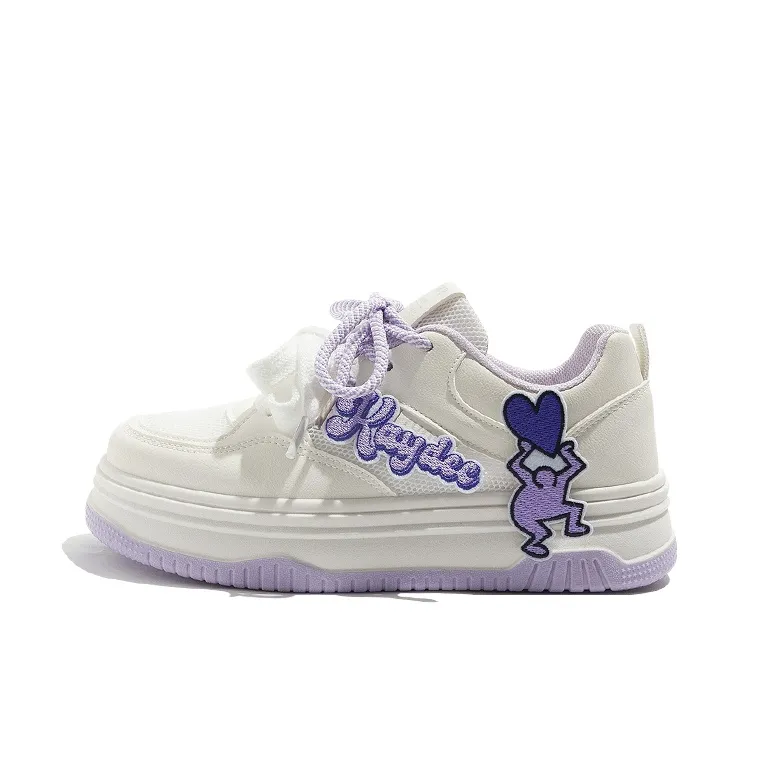 BEIER Wear resistant And Lightweight Low Top Skateboard Shoes Women's White Purple-0