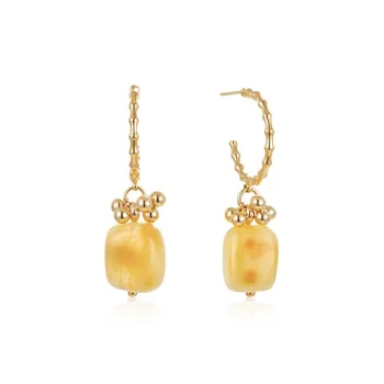 Amber Lollipop Amber Yellow S925 Silver Fine Jade Earrings Women's
