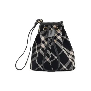 Burberry Cotton With Calfskin Trim Handbag Unisex Black