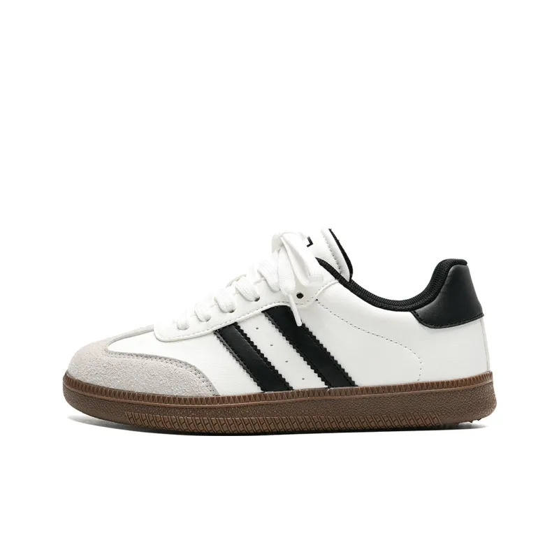 Circle small Skateboard Shoes Unisex Low Top White Black-1