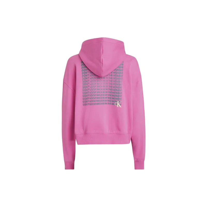 CALVIN KLEIN Kadın Box Slogan Fermuarlı Sweatshirt Women's Pink-1