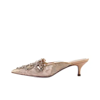 RENE CAOVILLA Veneziana Closed Toe Slippers Women's Gold