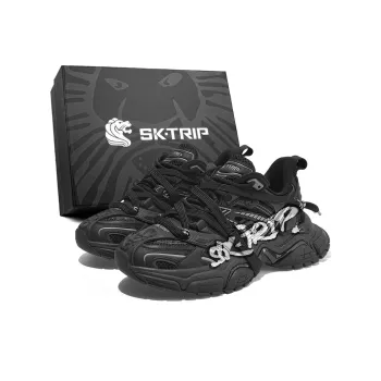SK.TRIP Crossbow Series Chunky Sneakers Unisex Low Top Jet Black/Phantom Gray/Azure Blue