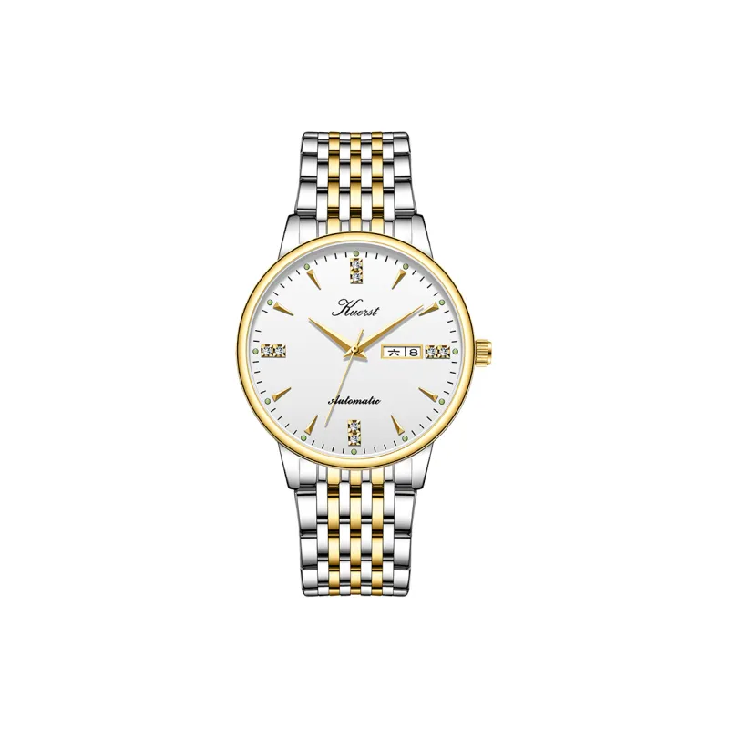 KUERST Automatic Mechanical Movement Steel Strap Watch Men's Watches White Dial-5