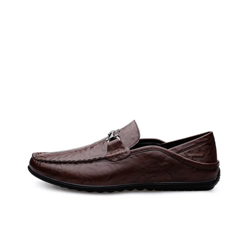 King Jinmai Gommino Loafers Men Black/Dark Brown-11