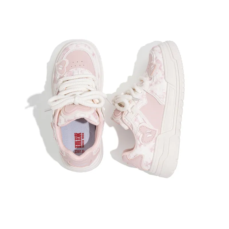 HUANQIU Thermal Breathable Coverage Low Top Skateboard Shoes Women's Cherry Blossom Pink-6