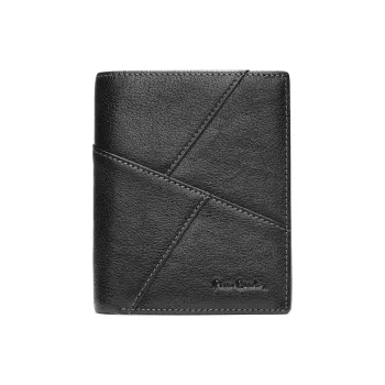 PIERRE CARDIN Top Grain Cow Leather Men's Coin Purse Multi Card Layered Money Clip, Wallet, Card Holder Men's Black
