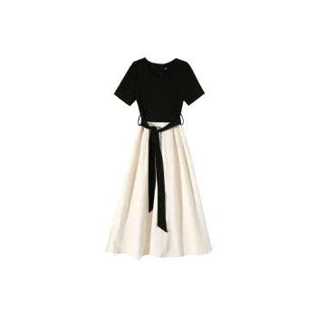 Vine Color Short Sleeved Dress Women's