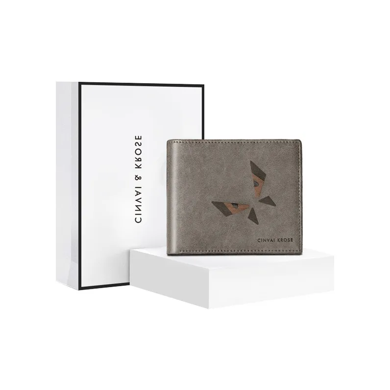 Simvay Clos Synthetic Leather Wallet Card Holder Clutch Document Wallet Ticket Clip Men's Gray-0