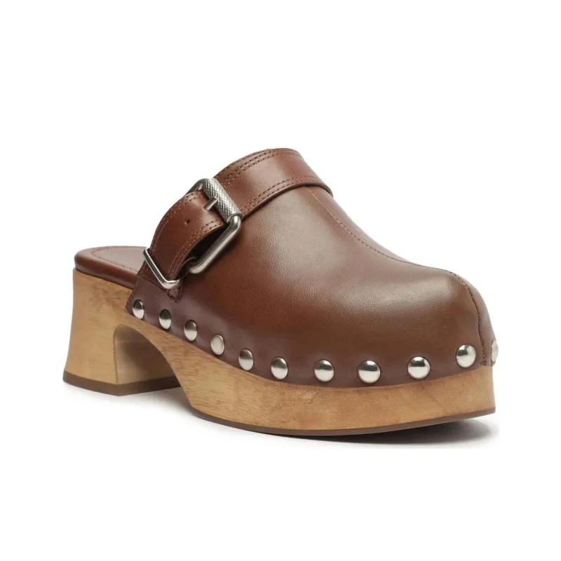 Schutz Closed Toe Slippers 6cm Women's Brown-2