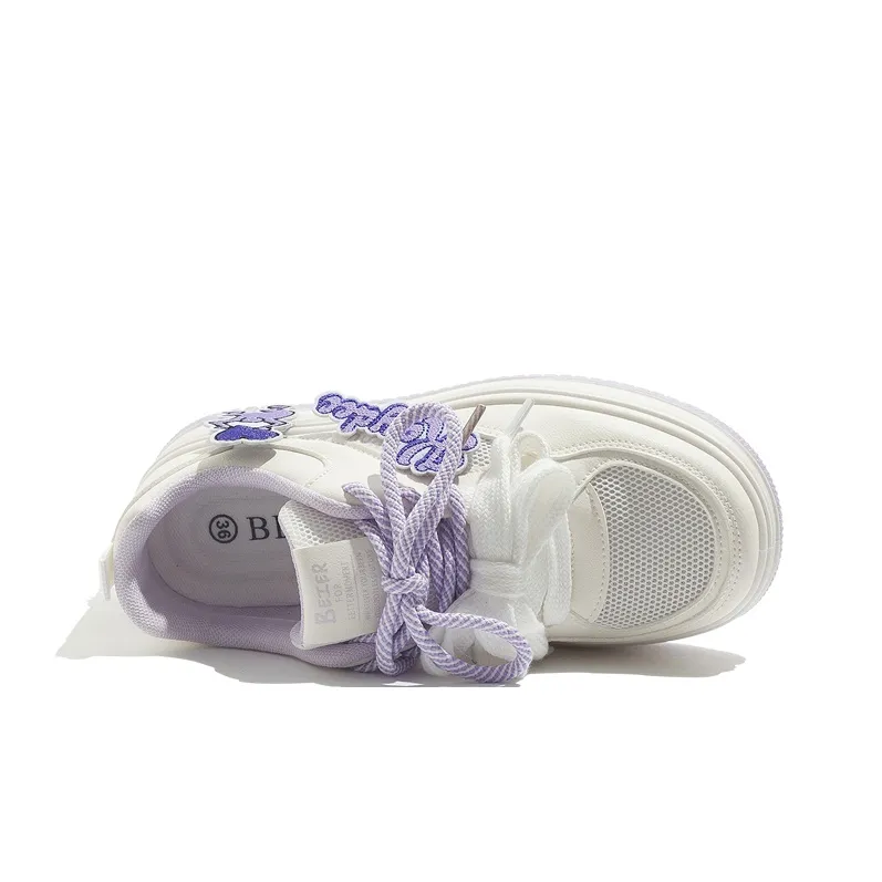 BEIER Wear resistant And Lightweight Low Top Skateboard Shoes Women's White Purple-1