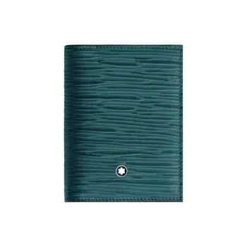 MONTBLANC Grained Cow Leather Card Holder Men's Cyprus Blue