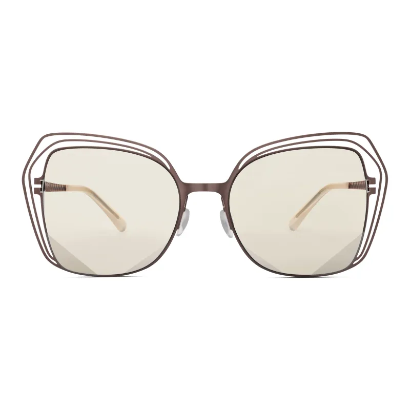 Mita Stainless Steel Irregular Shape Sunglasses Women's-6