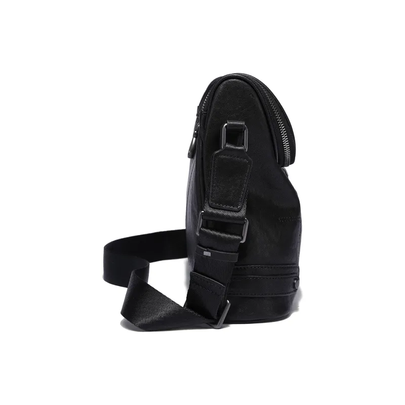 Old Man's Head Cow Leather Shoulder Bag Regular Men's Black-3
