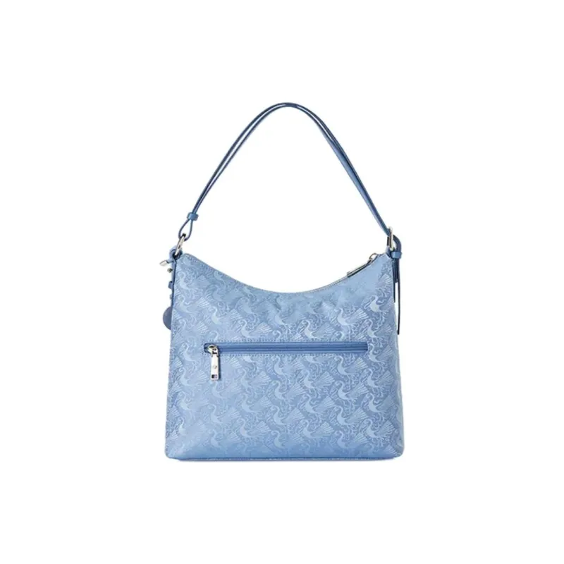 SAMSONITE Fabric, Synthetic Leather Hobo Bag, Handbag, Shoulder Bag Regular Women's Blue Print-3