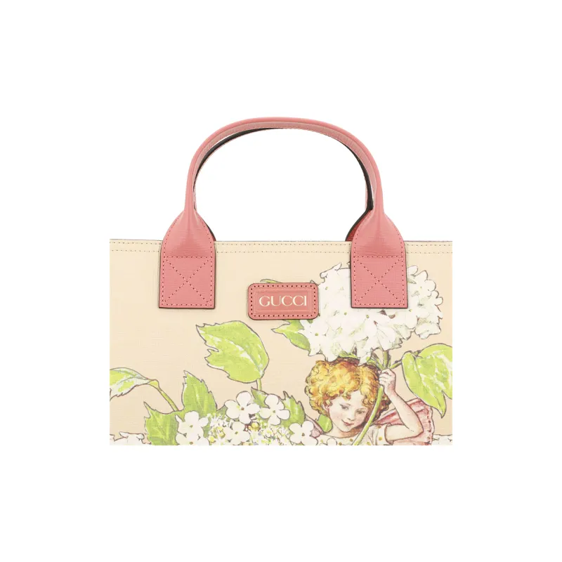 GUCCI Canvas With Leather Tote Bag Shopping Bag Handbag Kids' Bags Large Size Kids' Light Pink-4