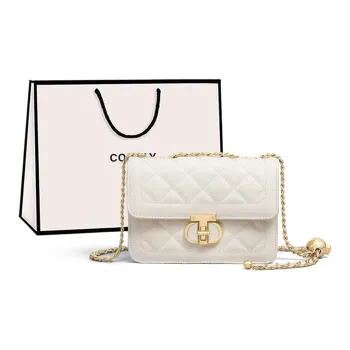 COMELY Cow Leather Small Square Bag, Crossbody Bag, Shoulder Bag Regular Women's Milkshake White