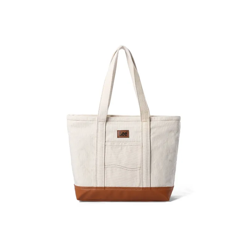 Lee Denim Tote Bag, Shopping Bag, Shoulder Bag, Handbag Regular Women's Khaki/Blue White-7