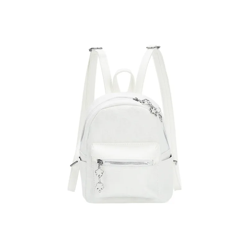 MARKANGARO Fabric Backpack Small Size Unisex White/Black-1