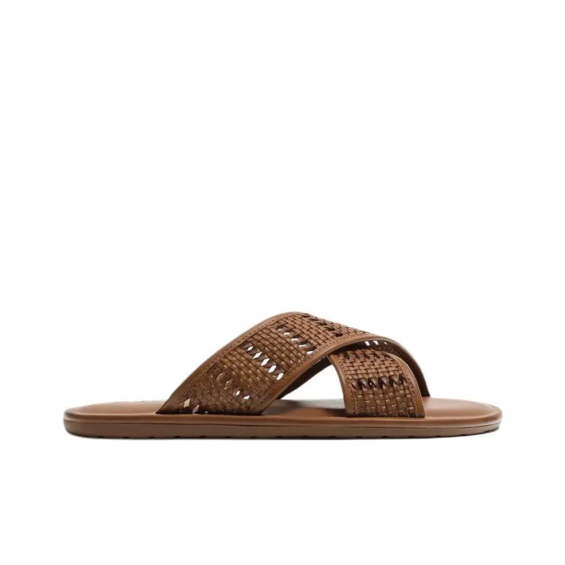 ZARA Abrasion Resistant Slide Slippers Men's Brown-1