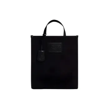 Moncler Canvas With Leather Canvas Bag Tote Bag Shopping Bag Handbag Men's Black