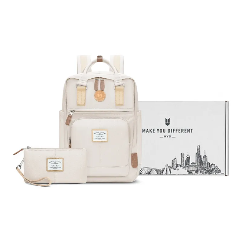 MYD Polyester Backpack Medium Size Unisex Nut-4