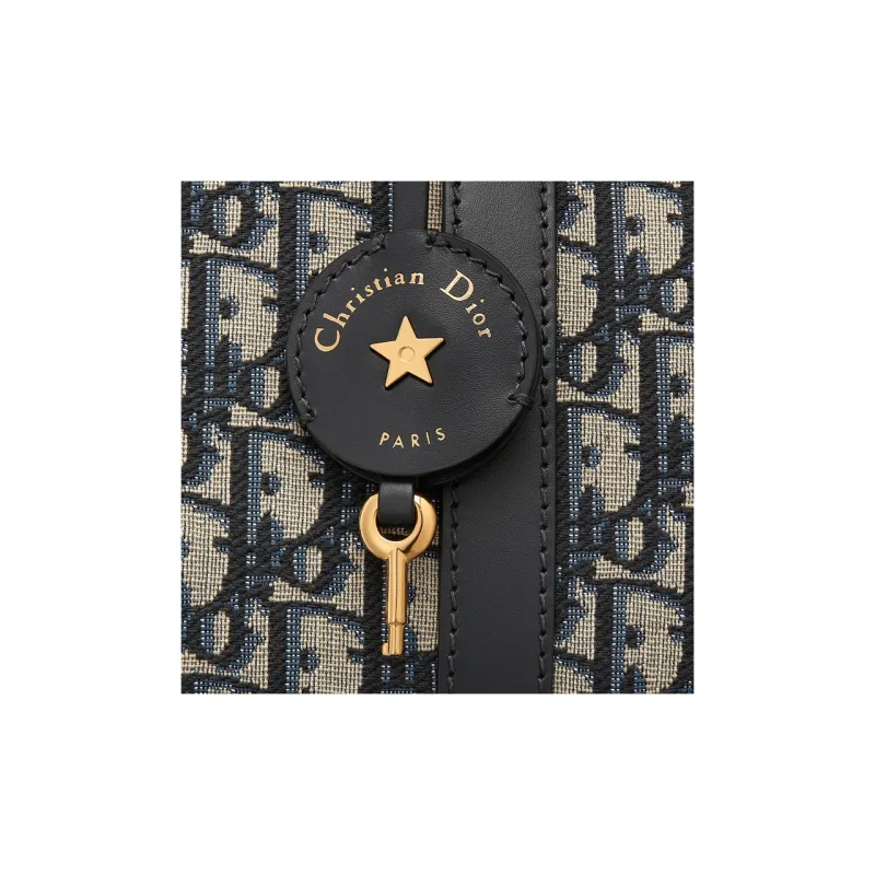 DIOR Oblique Jacquard With Leather Boston Bag Handbag Shoulder Bag Crossbody Bag Regular Women's Blue-5