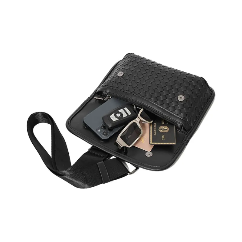 CARTELO PVC Small Square Bag Shoulder Bag Crossbody Bag Cell Phone Pouch Large Size Unisex Black-3