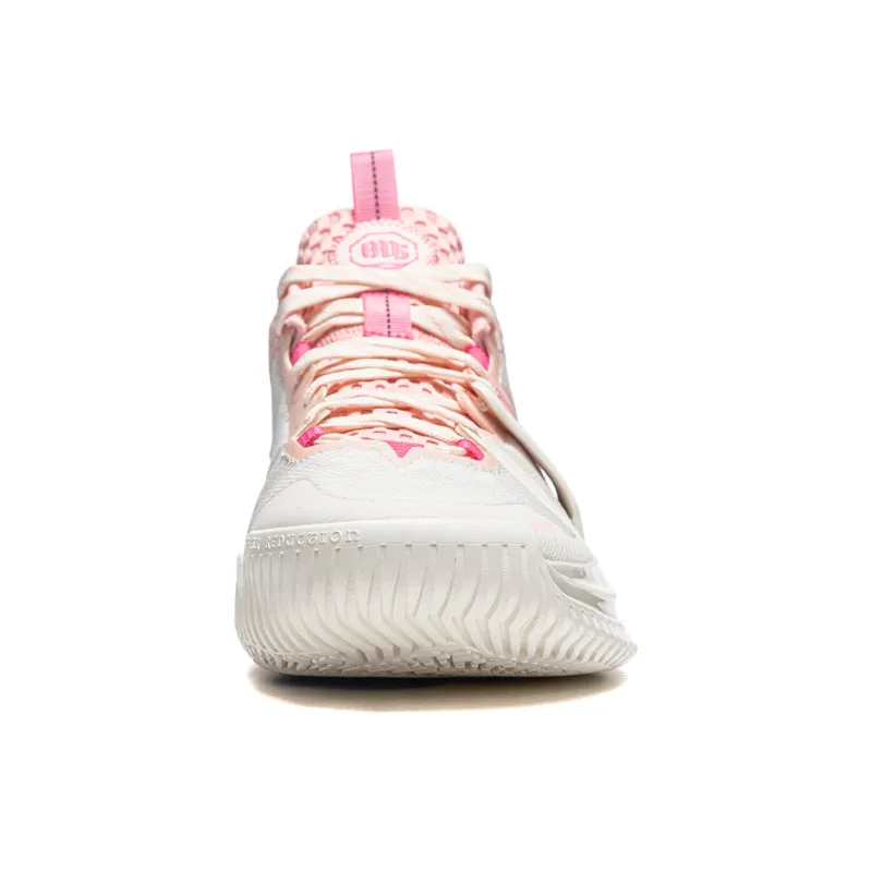 LiNing Storm 2024 Cushioning Breathable Lightweight Rebound Low Top Basketball Shoes Men's White Pink-4