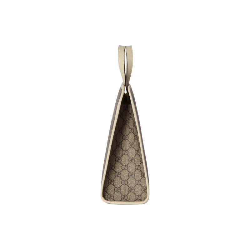 GUCCI Canvas Tote Bag, Shopping Bag, Canvas Bag, Handbag Kids' Beige & Ebony-2
